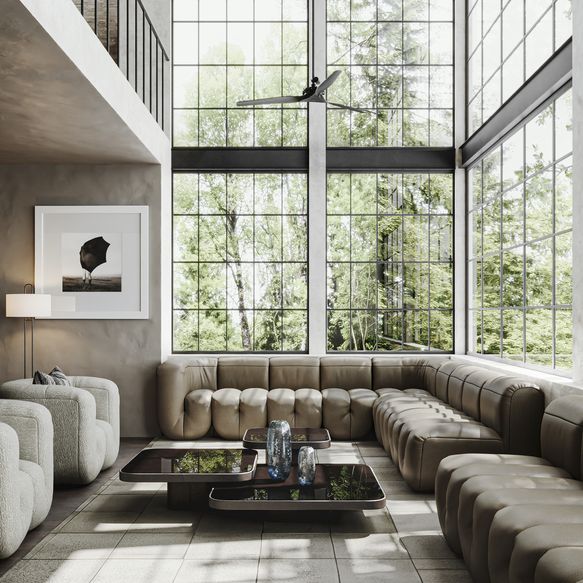 Sofalandschaft in beige und weiße Sessel