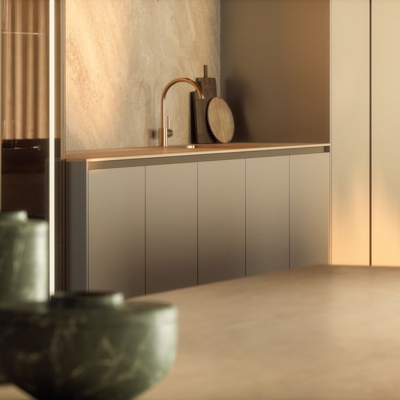 Poggenpohl Küche braun gold Armatur