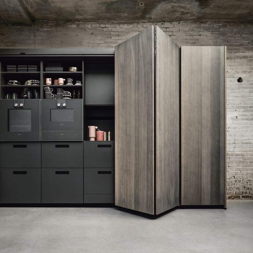 Pocketdoor-Schrank next125 braun holz grau