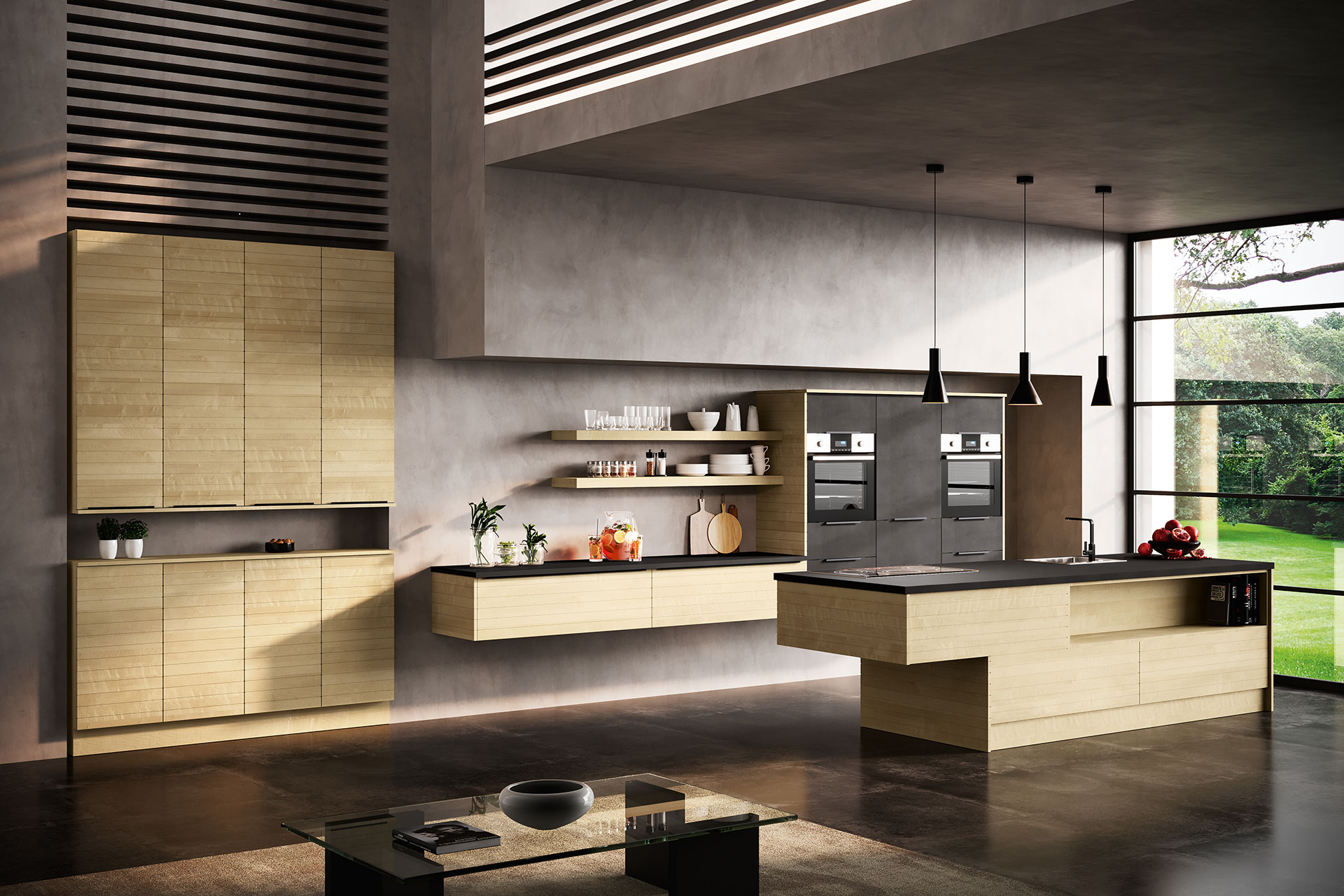 Moderne Helle Holzküche Ahornfronten Oster